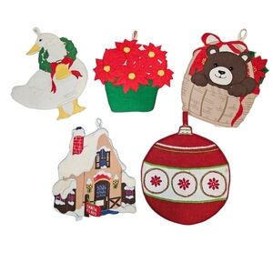 Vintage Reading China & Glass Christmas Holiday Pot Holders Hop Pad Set of 5 W55